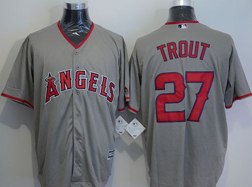 Angels of Anaheim #27 Mike Trout Grey New Cool Base Stitched MLB Jersey